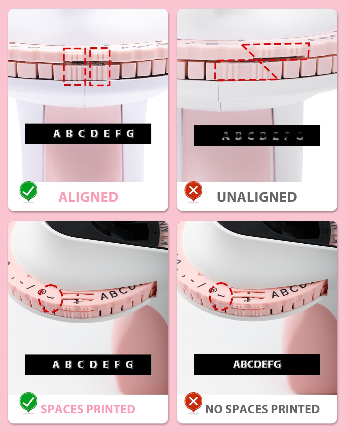 Goknu Etikettiergerät E975,3D Prägegerät,Omega Beschriftungsgerät Selbstklebend,Tragbarer Etikettendrucker mit 6 Prägebänder,Inkless Etikettenprägegerät für Organisation, DIY (£ € Ä Ö Ü)-Rosa