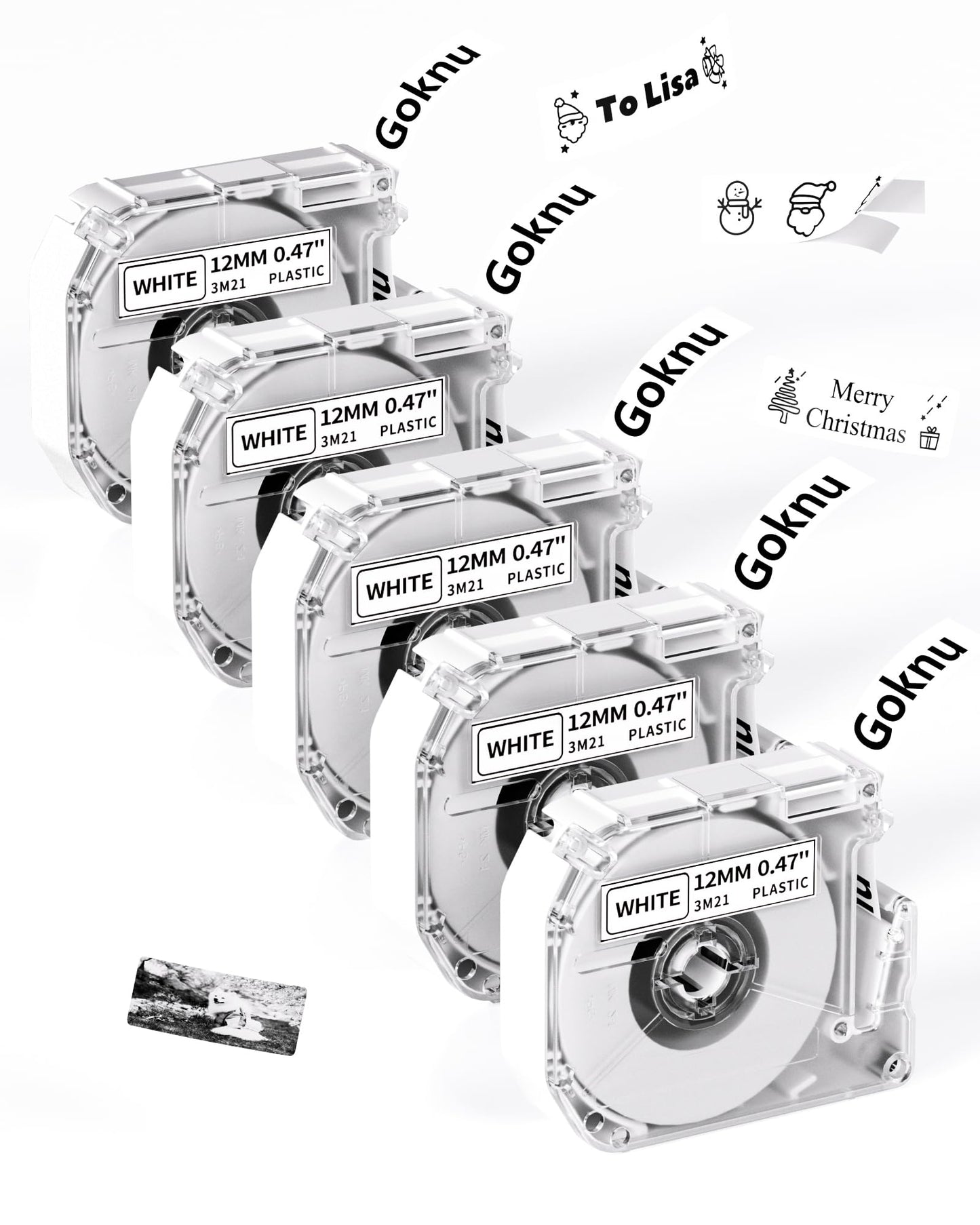 Goknu Ruban adhésif de rechange pour Brother P Touch M Tape MK221 MK221sbz MK231, M960 compatible avec Brother PT-M95 PTM95 PT-70BM PT-65 PT-90 PT-80 PT-85 Label Maker, 12 mm x 8 m Noir sur blanc