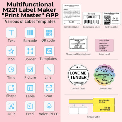 Goknu Label Maker- Pink M221 Upgrade Barcode Label Maker, Portable Bluetooth Thermal Inkless Label Printer for Small Business, Crafts, Clothing, Address, Mailing, Support Phone& PC