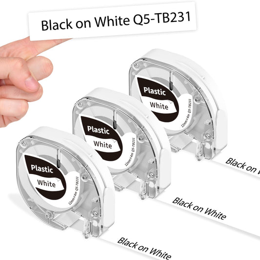 P12 Label Tapes Replacement for Dymo Label Maker Refills 12mm 0.47 Black on White Compatible with Dymo LetraTag LT-100H, Comapatible Phomemo P12 Label Tape Refills for Phomemo P12 P12-PRO Label Maker